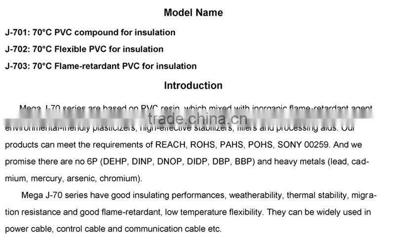 eco-friendly pvc for wire/cable insulation