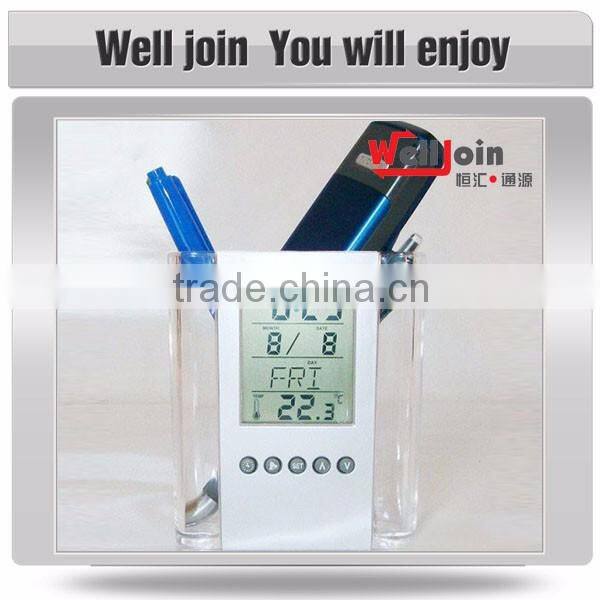 High Quality calendar temperature display and alarm pen holder
