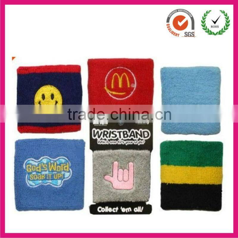 2013 Promotional Gift custom sports cotton toweling wrist sweatband with zipper