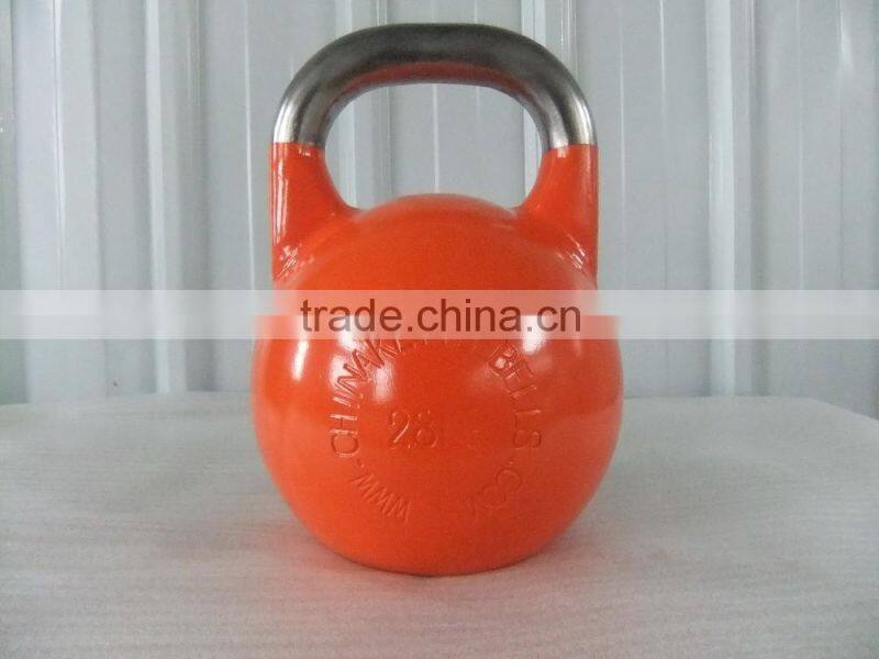 2016 NEW HOT steel competition kettlebell color with stainless steel handle,one step strech forming,logo could be laser carved