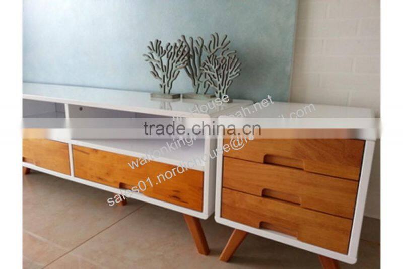 Best sell!! Scandinavian style, white paint carcass, oak drawer front, Swedish design TV stand