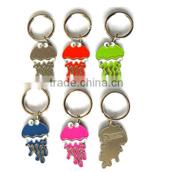 Soft enamel Jellyfish zinc alloy key chain