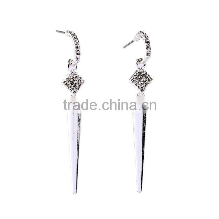 Silver and golden Pin Pave Rivet Spike Ponited Earring earring