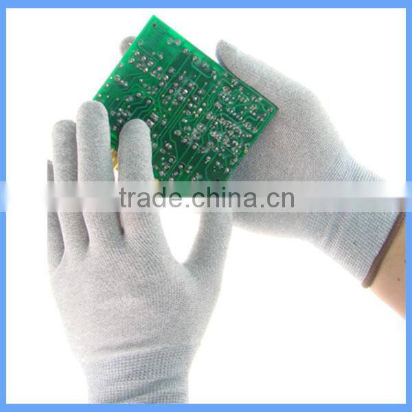 China Working Gloves / Antistatic PU Fingertips Coated Palm & Back PVC Dotted ESD Gloves