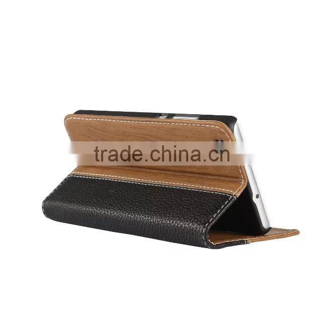 2016 New Products Wood Wallet Flip Cover Case Leather Mobile Phone Case for iPhone 6 iPhone 6 Plus 5.5 6s