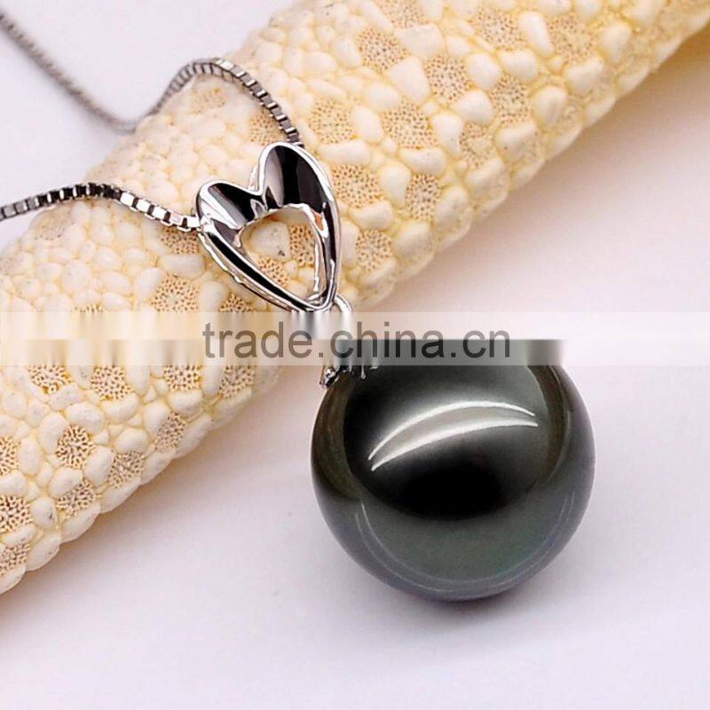 low price real natural 11--12mmtahitian black pearl necklace pendant