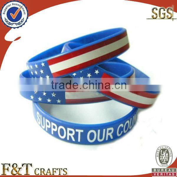 cheap American country flag personalized lovers luminous silicone bracelet for couple