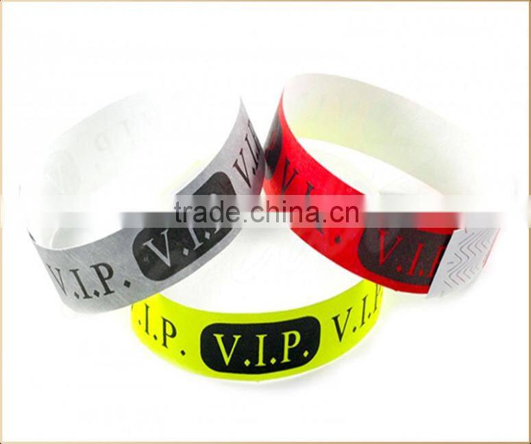 Stretch and tear resistant disposable paper tyvek wristbands