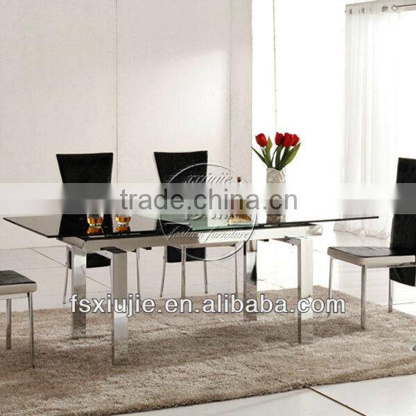 2013 Latest Modern Retractable Rectangular Glass Dining Table,Glass Mirrored Dining Room Table L806B