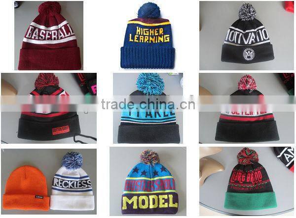 2014 Wholesale headwear oem beanie hats with pompom