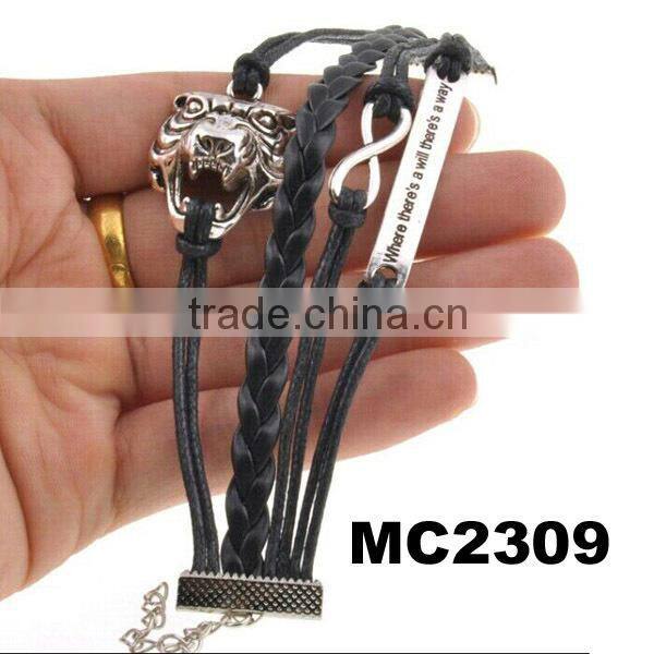 cheap personalised braided leather rope infinity one direction bracelets