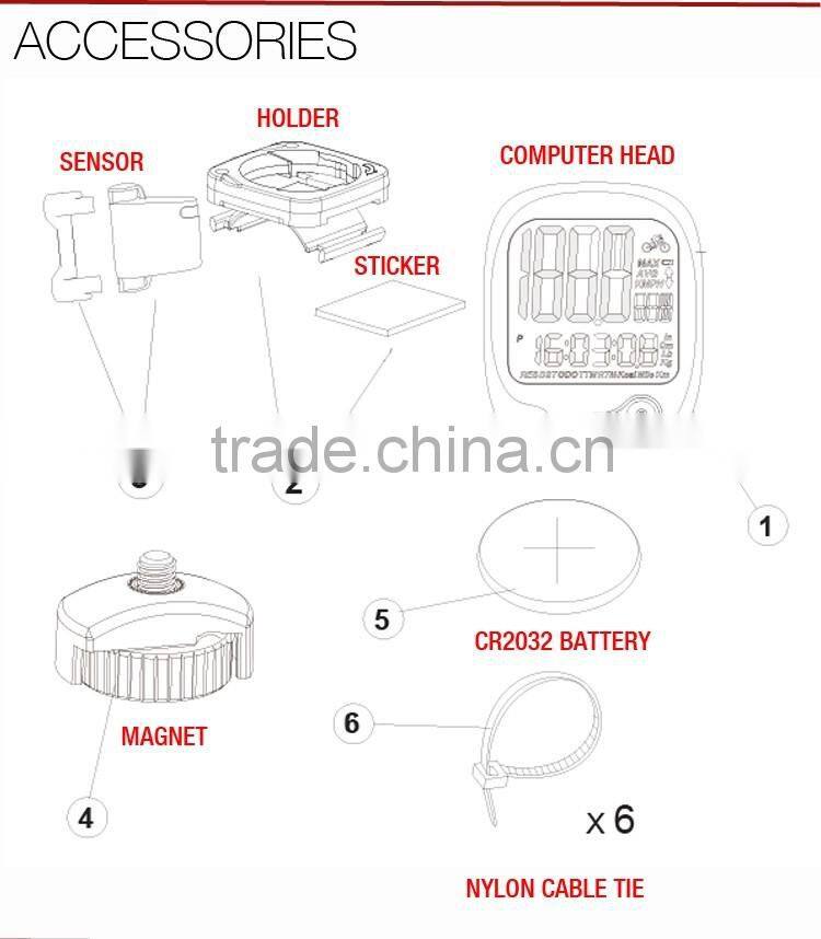 Waterproof Electric Exercise Bike Computer with Sustaining Backlight
