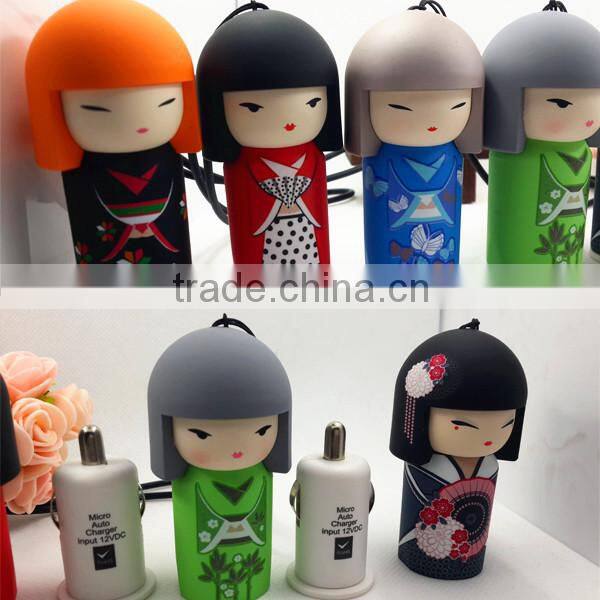 2 in 1 5V 2.1A Hangings Cartoon Monster Design Micro USB Car Charger