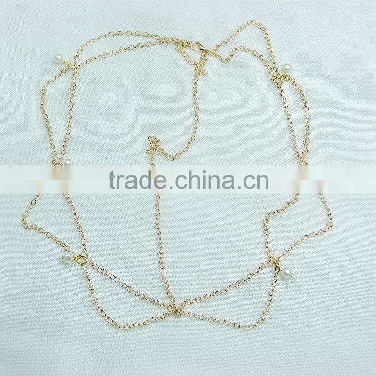 jewelry fashion pearl tassels hair head piece gold chain