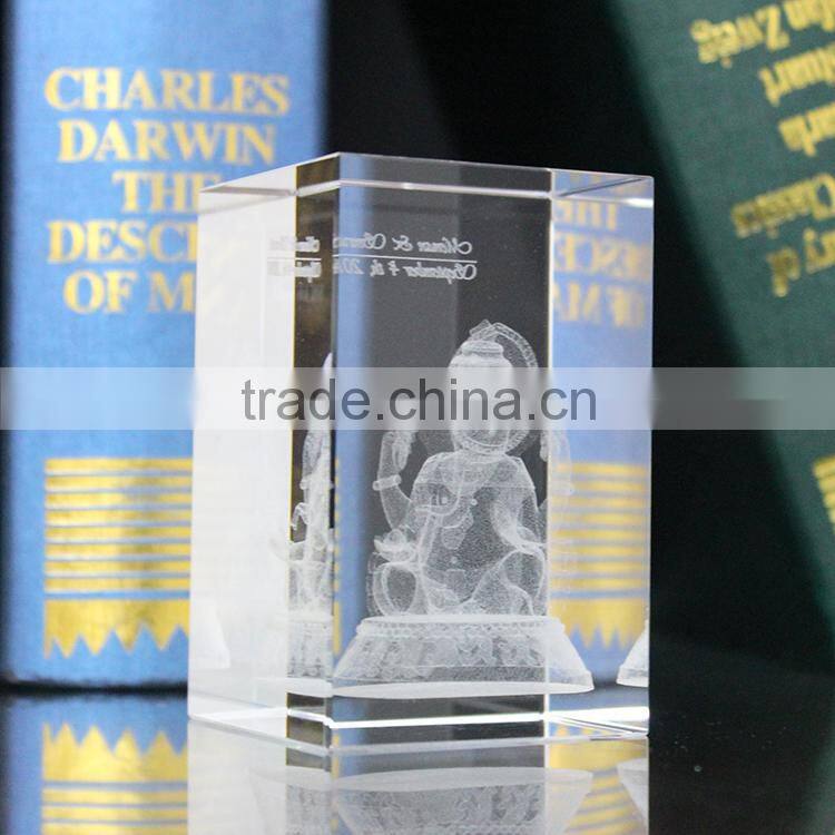 2015 clear cheap 3d crystal laser engraving gift