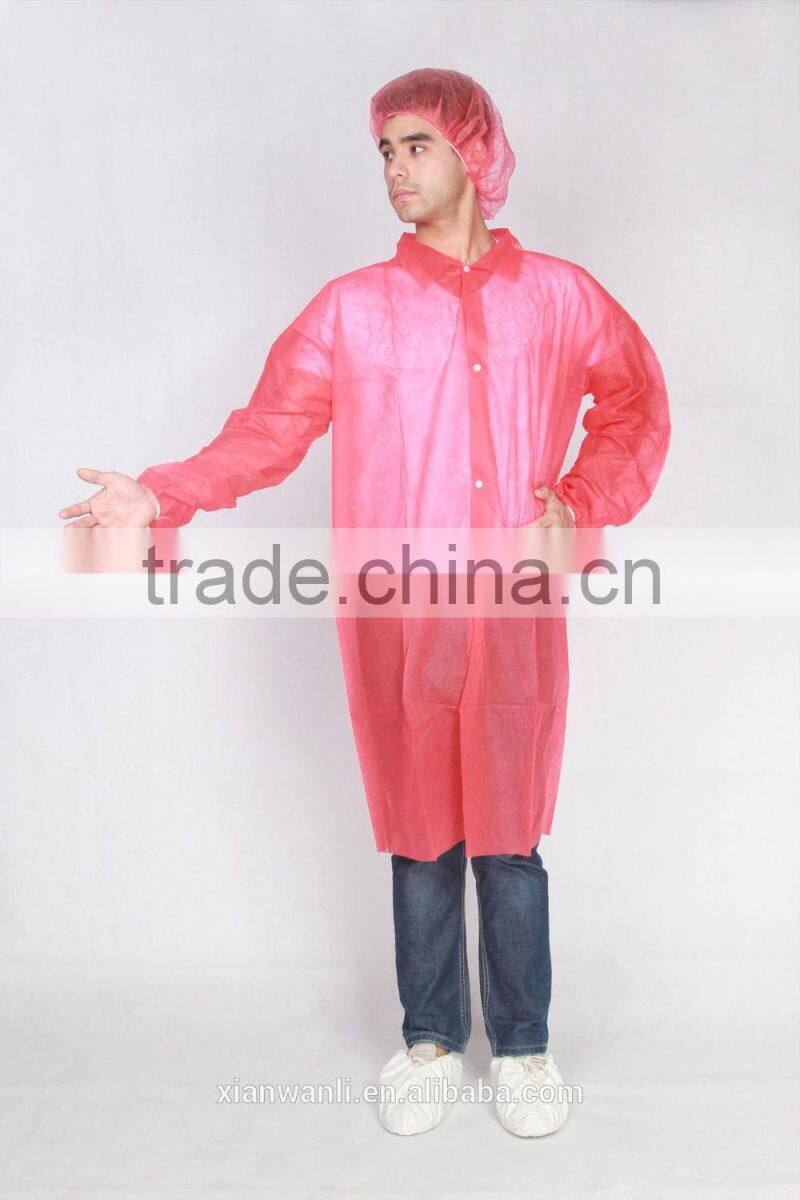 Non Woven White/Blue/Red/Green/Yellow disposable Lab Coat With Hook and Loop