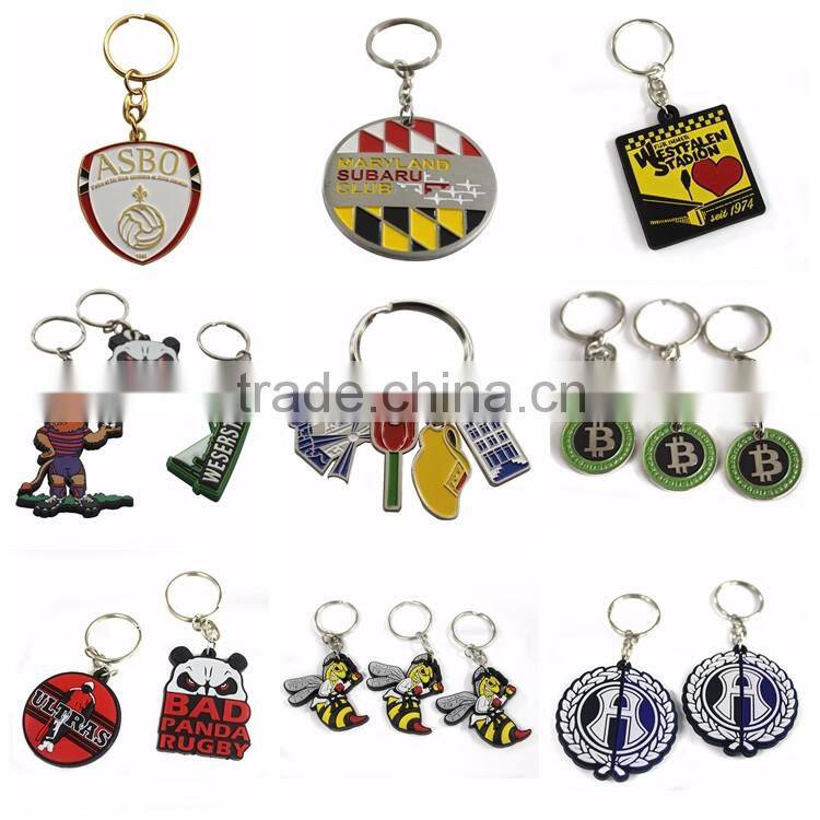 Zhongshan promotional craft manufacturer cheap custom metal plated key ring soft cartoon rubber keychain manufacturers