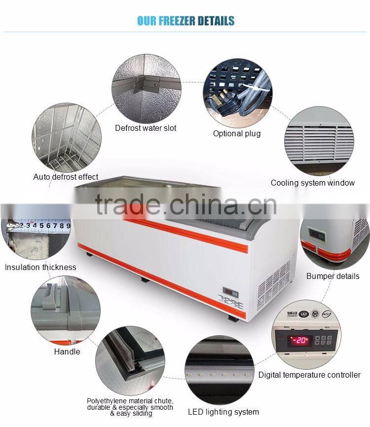 Air cooler with double sliding glass doors for ice cream