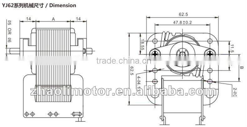 Electric fan motor Asychronous motor Electrical motor Shaded Pole Motor YJ62-20: 230V,50hz,22w, 2000-2500rpm,<43dB,CL.B