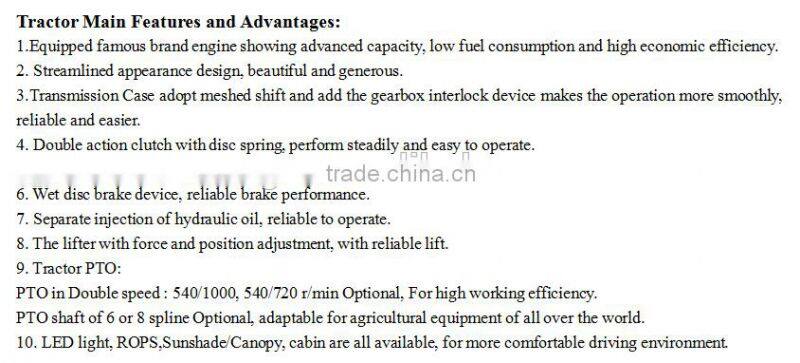 High quality TZ-4 55HP 4WD Foton Farm Tractor Front end loader for sale