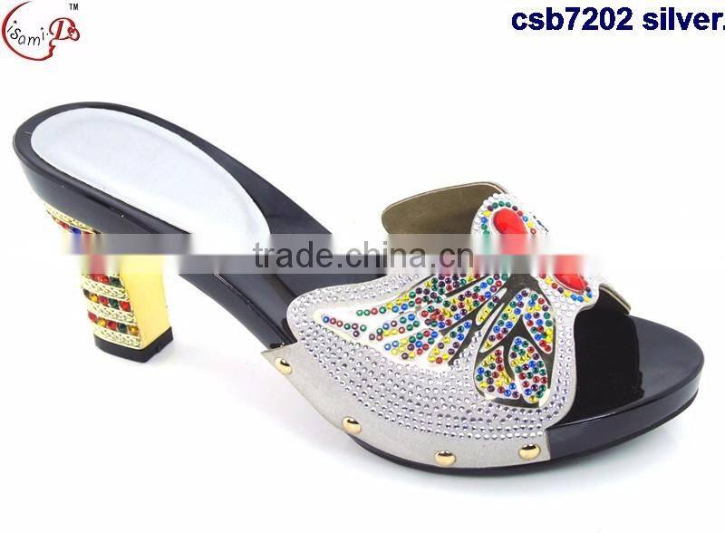 csb7202 butterfly pattern shining material women shoes for party evening Italy shoes matching purse fashion single shoes