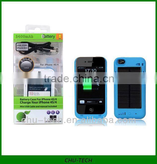 2400mAh solar charger case for iphone4/4s