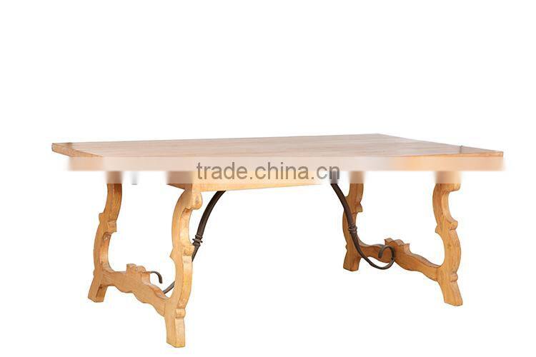 country style solid wood dining Iron table