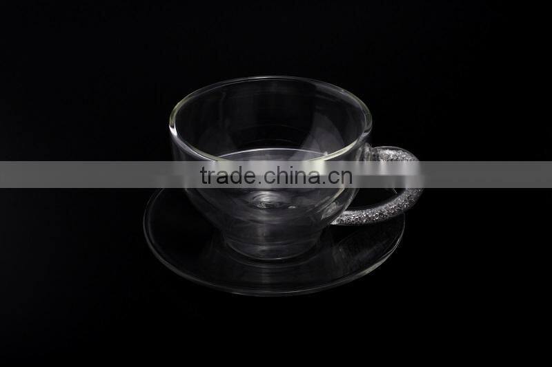 new fashion heat-resistant double wall coffee cup set with dish
