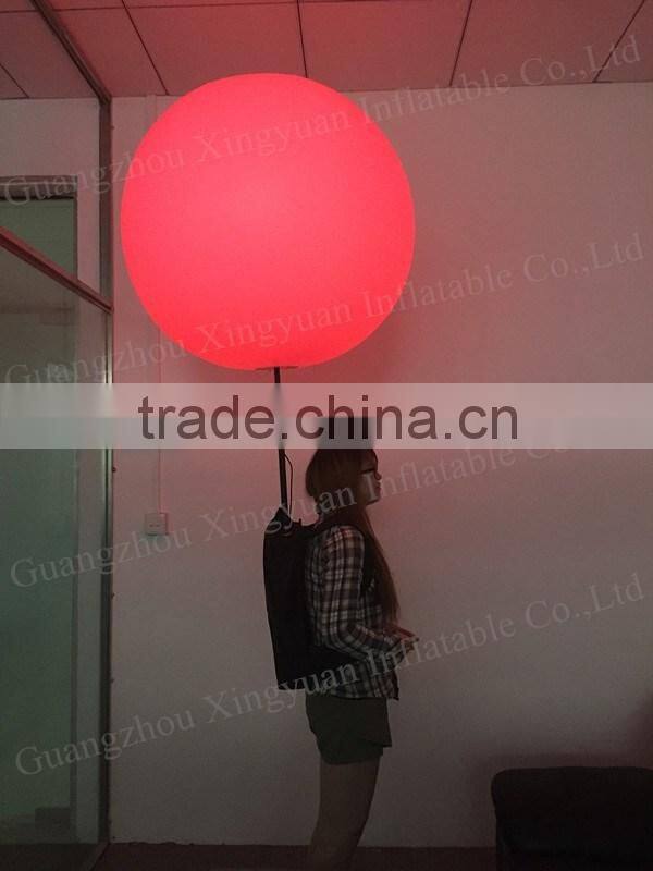 Color changed inflatable backpack balloon with removable banner