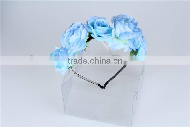 Manufacture directly sale blue PE flower headbands for girls