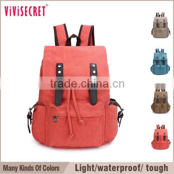 vivisecret China wholesale canvas leather backpack, fashion leisure satchel rucksack for boys