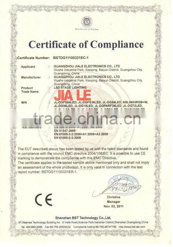 54*3W RGB tricolor led light DMX stage light / led stage light