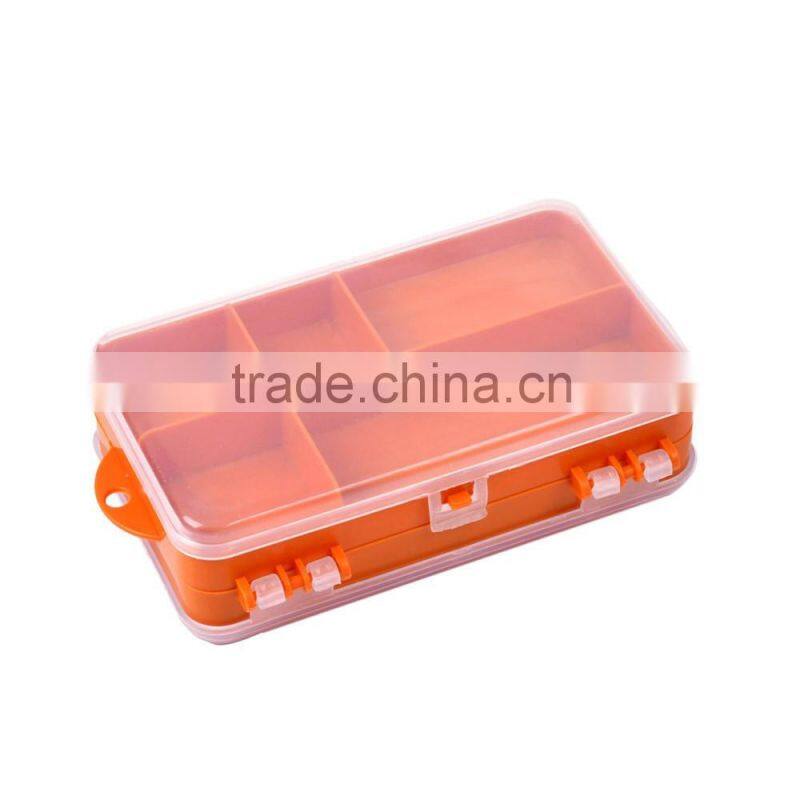 14 * 8.3 * 4.1cm Double Sided Transparent Visible Plastic Fishing Lure Hook Tackle Box 9 Compartments