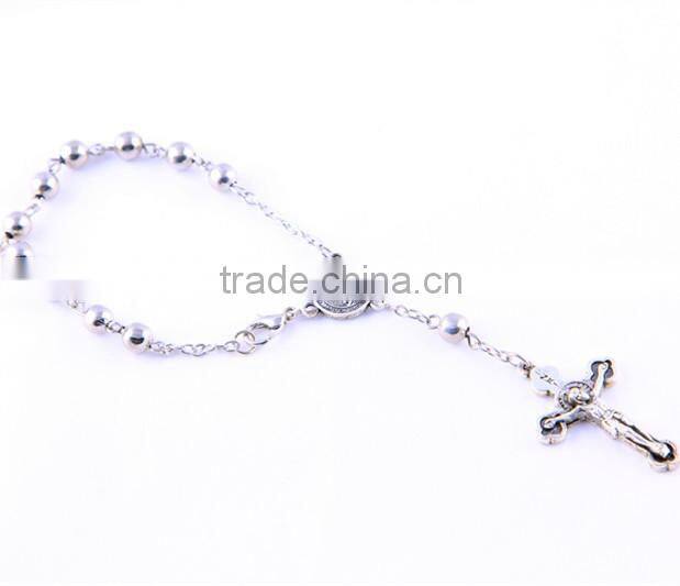 Jerusalem Round Silver Bead Catholic Rosary