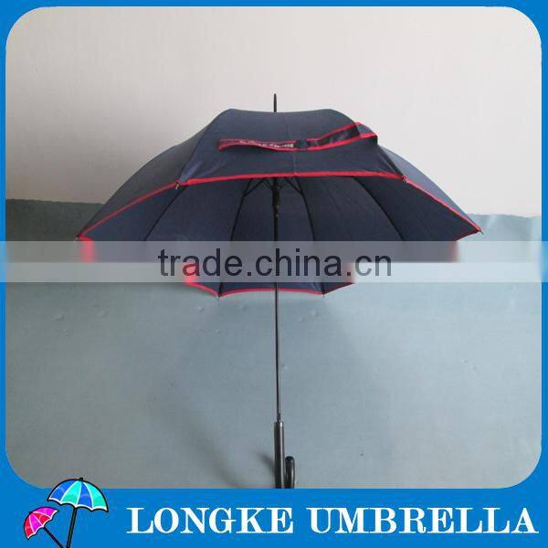 Pongee fabrci customer design navy blue color with red border 24" straight umbrella a