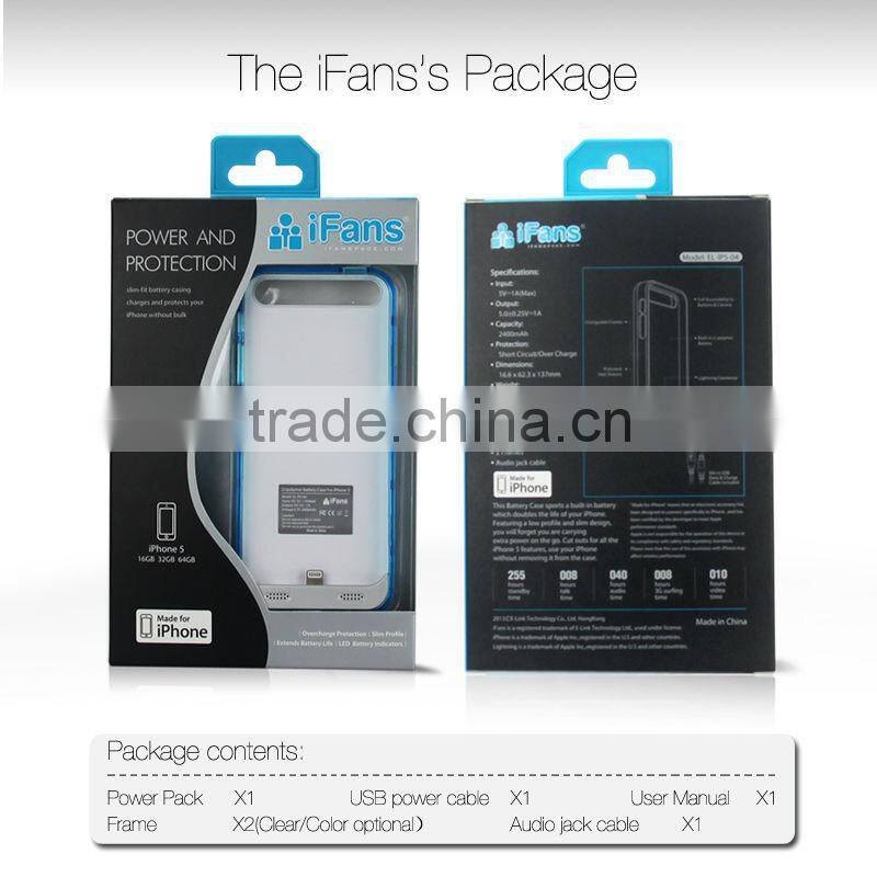 MFi charger for apple iPhone 55s booster battery power case with 2200mAh original connector