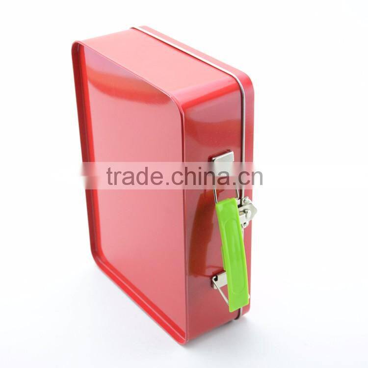 high quality rectangle hinged tin box with latch Made in China