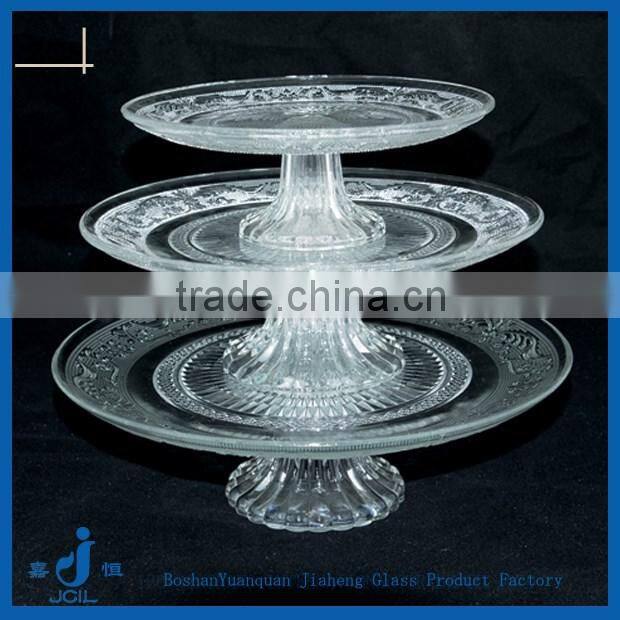 High quality 3 layers candy glass plat set for weding