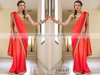 Brainy Mustard Satin Chiffon Saree/indian designers saree online shopping