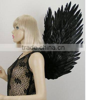 Adults' Black Costume Feather Angel Wings Point Up or Down