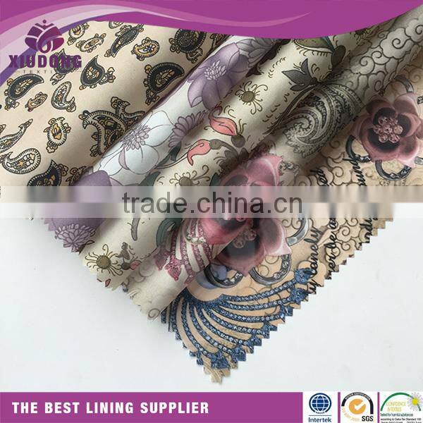100%Polyester Printing Woven Plain Fabric For garment/bag/luggage lining taffeta fabric