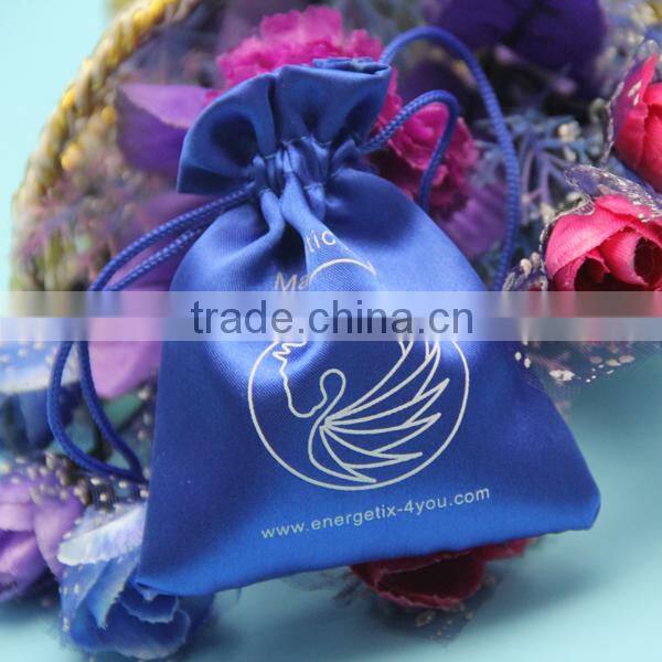 Custom satin logo printing silk jewelry bag silk drawstring bag for hair packing
