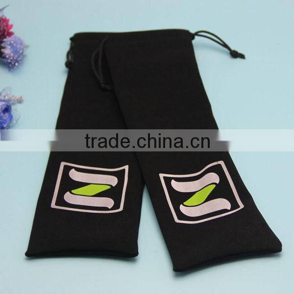 custom made black drawstring pu packing bag with logo