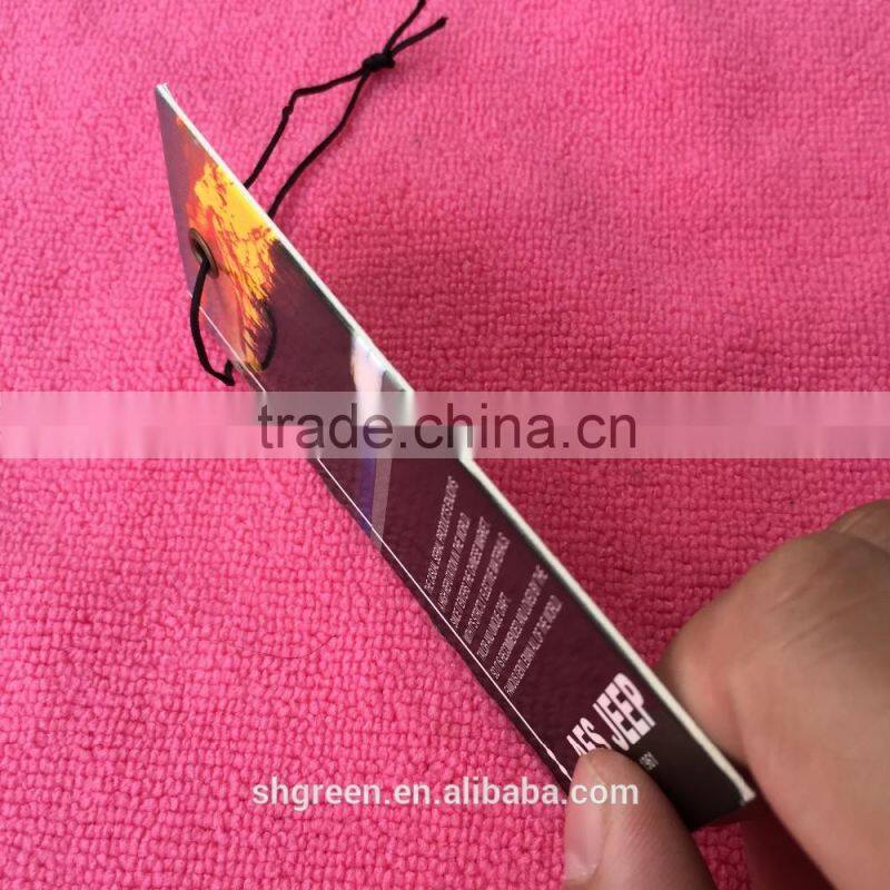 Double sides artpaper printing hangtag with safety pin