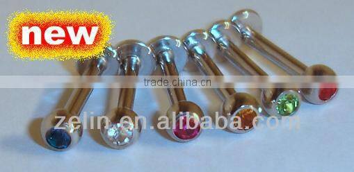 2014 new products 316L with crystal lip labret rings body piercing jewelry