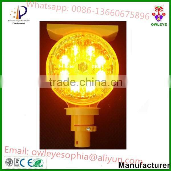 Yellow Solar flashing warning light for traffic road or construction site