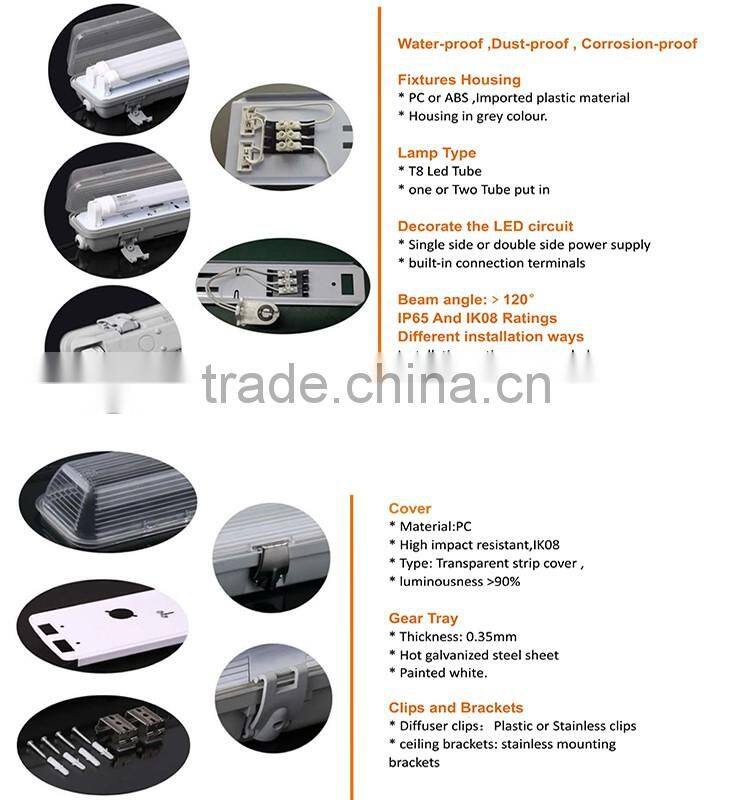 SMD2835 600mm LED tube batten Fittings,LED Industrial Tube Linear light , factory lighting fixtures 3 years warranty