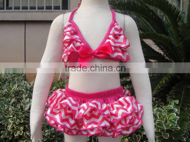 Satin leopard children girls swimwear hot selling satin two piece bikini set for girls
