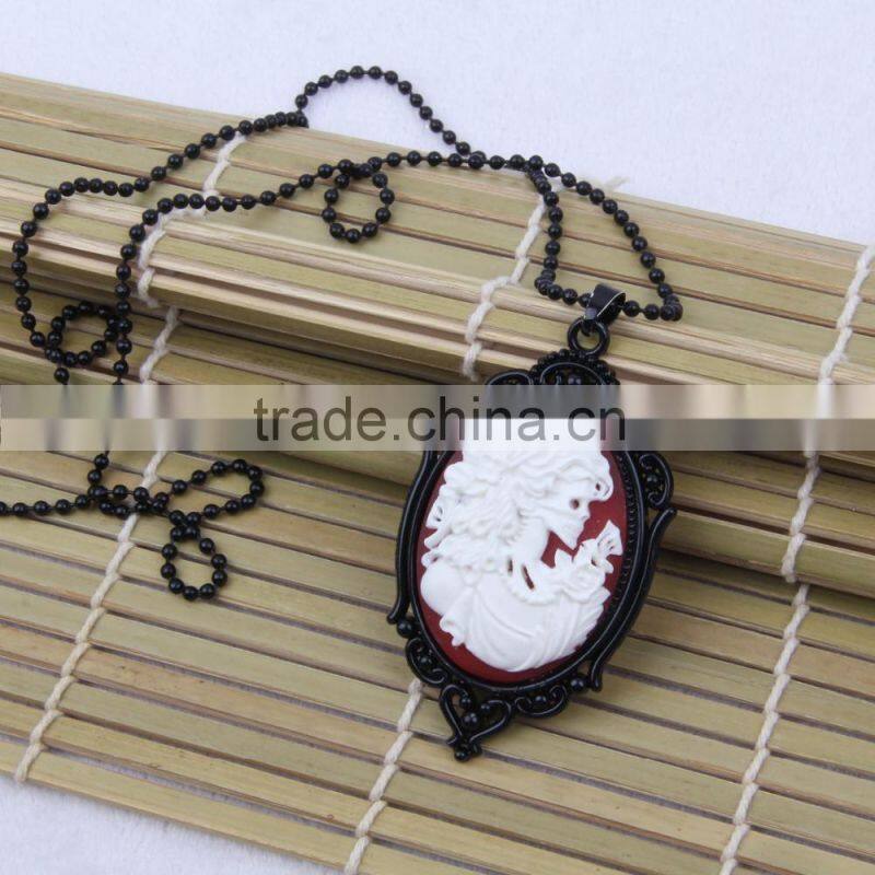 fashion jewelry necklace steampunk necklace skeleton silhouette cameo pendant 2015 new party dress made in China yiwu