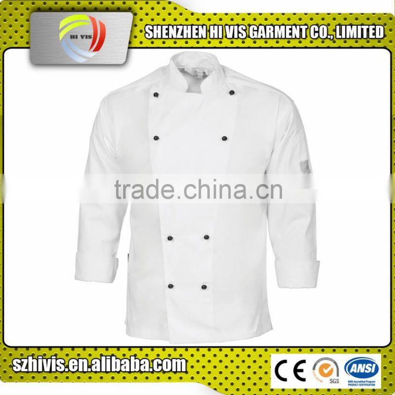 fashion white long sleeve china OEM Cotton custom chef uniform